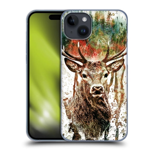 Head Case Designs Officially Licensed Riza Peker Animals Deer Hard Back Case Compatible with Apple iPhone 15 Plus