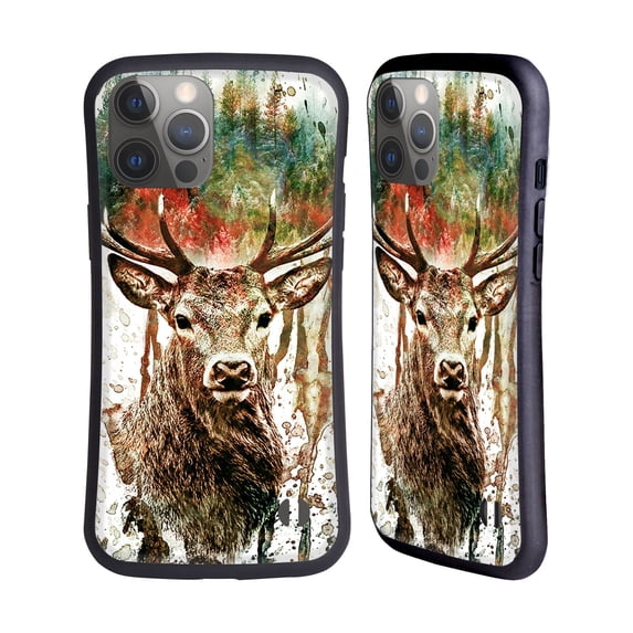 Head Case Designs Officially Licensed Riza Peker Animals Deer Hybrid Case Compatible with Apple iPhone 14 Pro Max