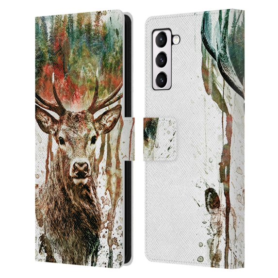 Head Case Designs Officially Licensed Riza Peker Animals Deer Leather Book Wallet Case Cover Compatible with Samsung Galaxy S21+ 5G