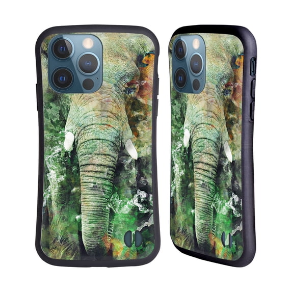 Head Case Designs Officially Licensed Riza Peker Animals Elephant Hybrid Case Compatible with Apple iPhone 13 Pro