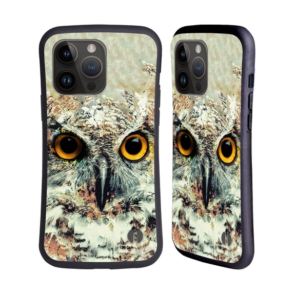 Head Case Designs Officially Licensed Riza Peker Animals Owl II Hybrid Case Compatible with Apple iPhone 15 Pro Max