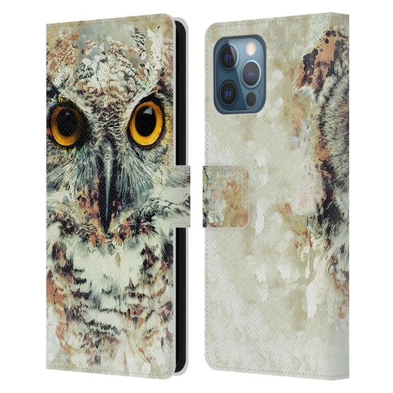 Head Case Designs Officially Licensed Riza Peker Animals Owl II Leather Book Wallet Case Cover Compatible with Apple iPhone 12 Pro Max
