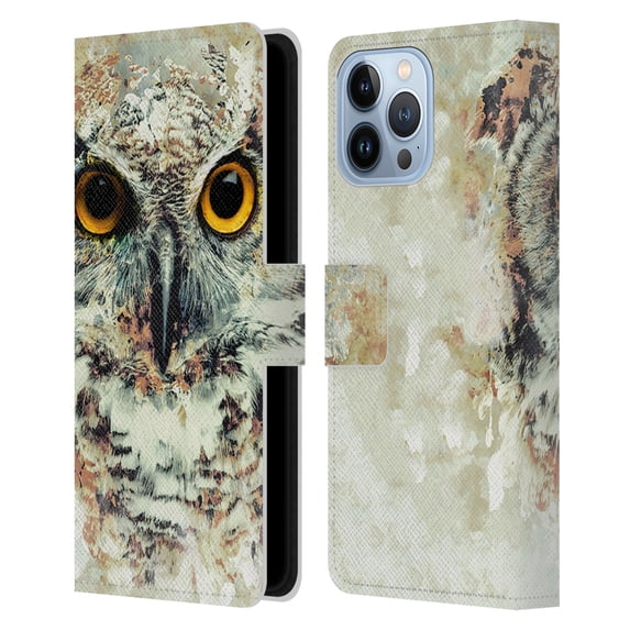 Head Case Designs Officially Licensed Riza Peker Animals Owl II Leather Book Wallet Case Cover Compatible with Apple iPhone 13 Pro Max