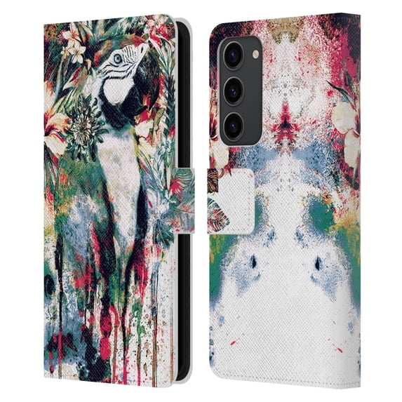 Head Case Designs Officially Licensed Riza Peker Animals Parrot Leather Book Wallet Case Cover Compatible with Samsung Galaxy S23+ 5G
