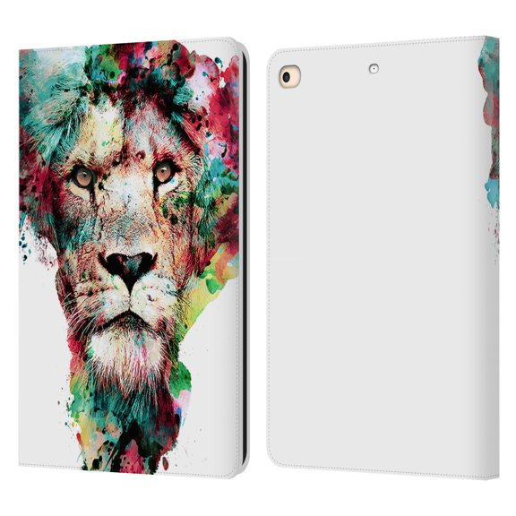 Head Case Designs Officially Licensed Riza Peker Animals The King Leather Book Wallet Case Cover Compatible with Apple iPad 9.7 2017 / iPad 9.7 2018