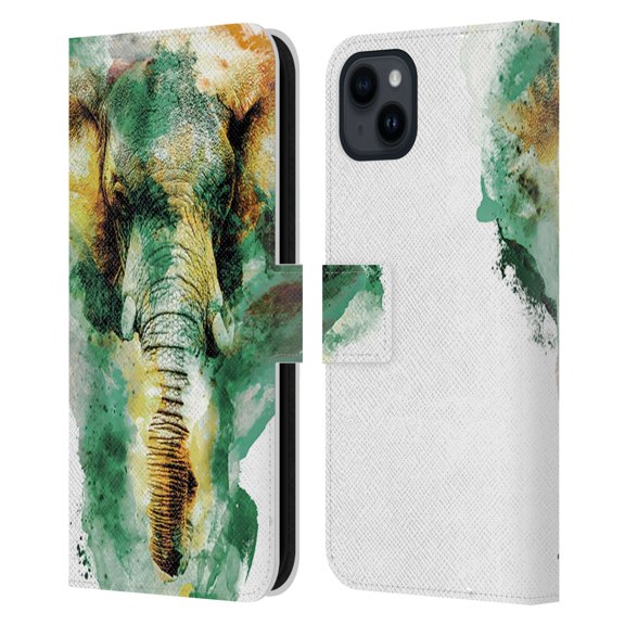 Head Case Designs Officially Licensed Riza Peker Animals Wild Africa Leather Book Wallet Case Cover Compatible with Apple iPhone 15 Plus