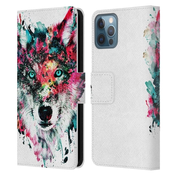 Head Case Designs Officially Licensed Riza Peker Animals Wolf Leather Book Wallet Case Cover Compatible with Apple iPhone 12 / iPhone 12 Pro