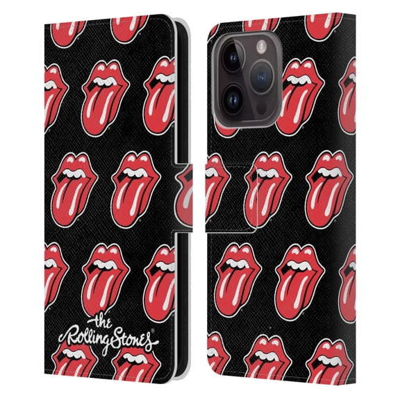 Head Case Designs Officially Licensed The Rolling Stones Licks Collection Tongue Classic Pattern Leather Book Wallet Case Cover Compatible with Apple iPhone 15 Pro