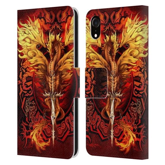 Head Case Designs Officially Licensed Ruth Thompson Dragons Flameblade Leather Book Wallet Case Cover Compatible with Apple iPhone XR