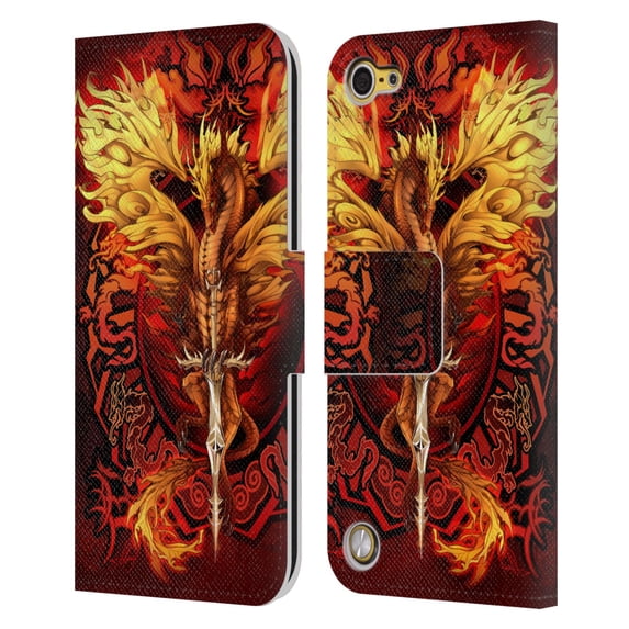 Head Case Designs Officially Licensed Ruth Thompson Dragons Flameblade Leather Book Wallet Case Cover Compatible with Apple iPod Touch 5G 5th Gen