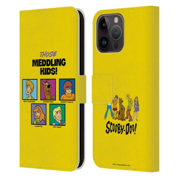 Head Case Designs Officially Licensed Scooby-Doo Mystery Inc. Meddling Kids Leather Book Wallet Case Cover Compatible with Apple iPhone 15 Pro Max