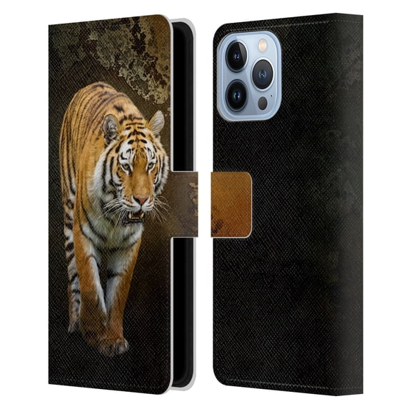 Head Case Designs Officially Licensed Simone Gatterwe Animals Siberian Tiger Leather Book Wallet Case Cover Compatible with Apple iPhone 13 Pro Max