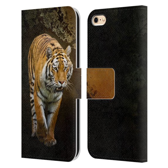 Head Case Designs Officially Licensed Simone Gatterwe Animals Siberian Tiger Leather Book Wallet Case Cover Compatible with Apple iPhone 6 / iPhone 6s