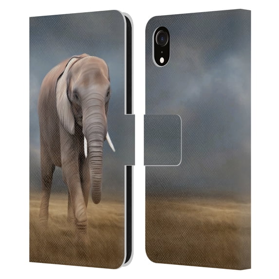 Head Case Designs Officially Licensed Simone Gatterwe Assorted Designs Elephant Tour Leather Book Wallet Case Cover Compatible with Apple iPhone XR