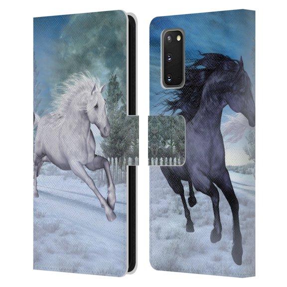 Head Case Designs Officially Licensed Simone Gatterwe Horses Freedom In The Snow Leather Book Wallet Case Cover Compatible with Samsung Galaxy S20 / S20 5G