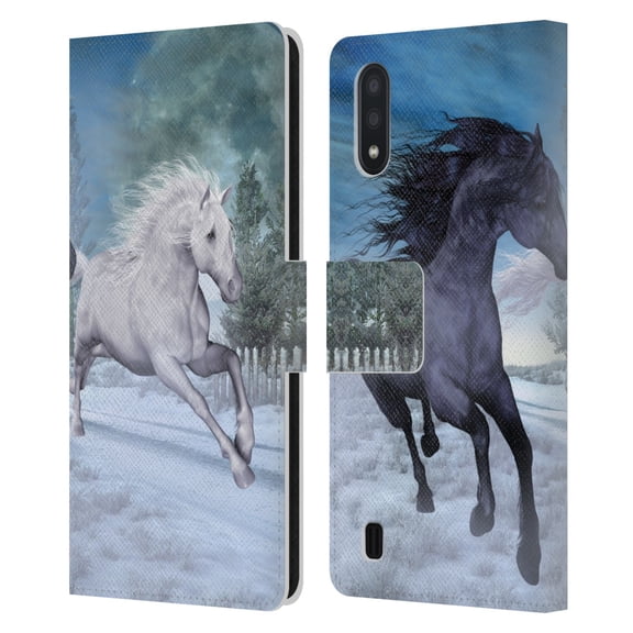 Head Case Designs Officially Licensed Simone Gatterwe Horses Freedom In The Snow Leather Book Wallet Case Cover Compatible with Samsung Galaxy A01 (2020)