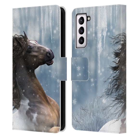 Head Case Designs Officially Licensed Simone Gatterwe Horses In The Snow Leather Book Wallet Case Cover Compatible with Samsung Galaxy S21 5G