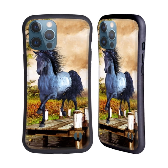 Head Case Designs Officially Licensed Simone Gatterwe Horses On The Lake Hybrid Case Compatible with Apple iPhone 13 Pro Max