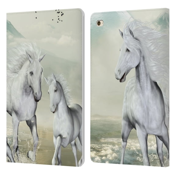 Head Case Designs Officially Licensed Simone Gatterwe Horses White On The Beach Leather Book Wallet Case Cover Compatible with Apple iPad mini 4