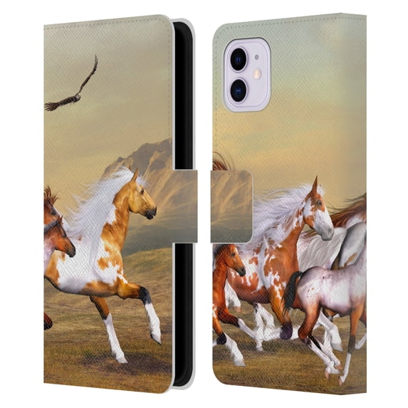Head Case Designs Officially Licensed Simone Gatterwe Horses Wild Herd Leather Book Wallet Case Cover Compatible with Apple iPhone 11