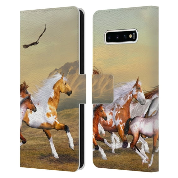 Head Case Designs Officially Licensed Simone Gatterwe Horses Wild Herd Leather Book Wallet Case Cover Compatible with Samsung Galaxy S10+ / S10 Plus