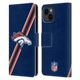 thumbnail image 1 of Head Case Designs NFL Denver Broncos Logo Stripes Leather Book Wallet Case Cover For Apple iPhone 15, 1 of 6