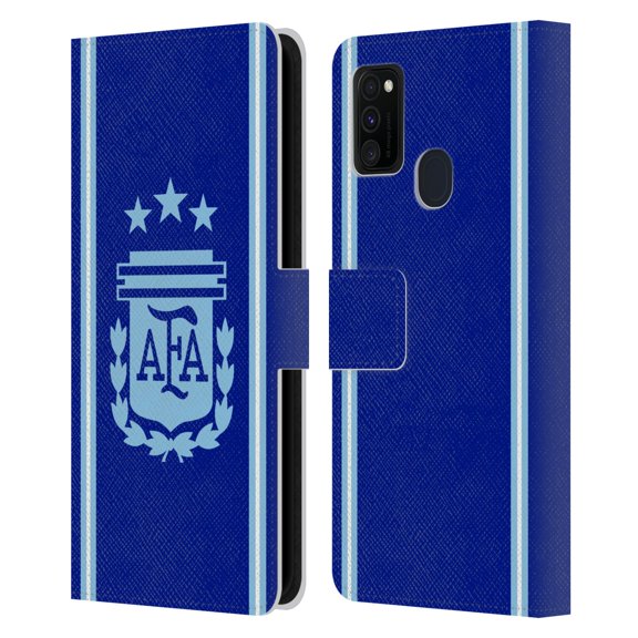 Head Case Designs Officially Licensed Argentina National Football Team 2024/25 Crest Kit Away Leather Wallet Case Compatible with Samsung Galaxy M30s (2019)/M21 (2020)