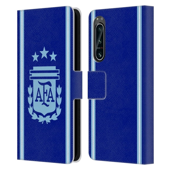 Head Case Designs Officially Licensed Argentina National Football Team 2024/25 Crest Kit Away Leather Wallet Case Compatible with Sony Xperia 5 IV