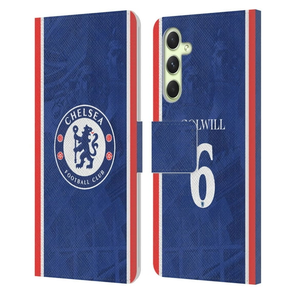 Head Case Designs Officially Licensed Chelsea Football Club 2025/26 Players Home Kit Levi Colwill Leather Wallet Case Compatible with Samsung Galaxy A54 5G