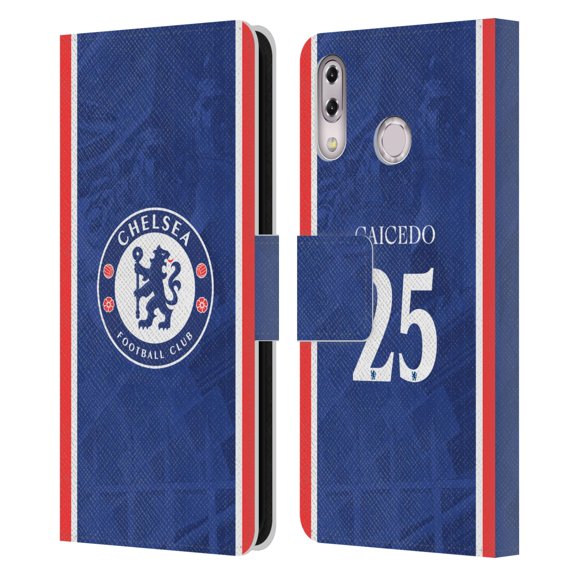 Chelsea Football Club 2025/26 Players Home Kit Moisés Caicedo Leather Wallet Case Compatible with Asus Zenfone 5z ZS620KL / 5 ZE620KL