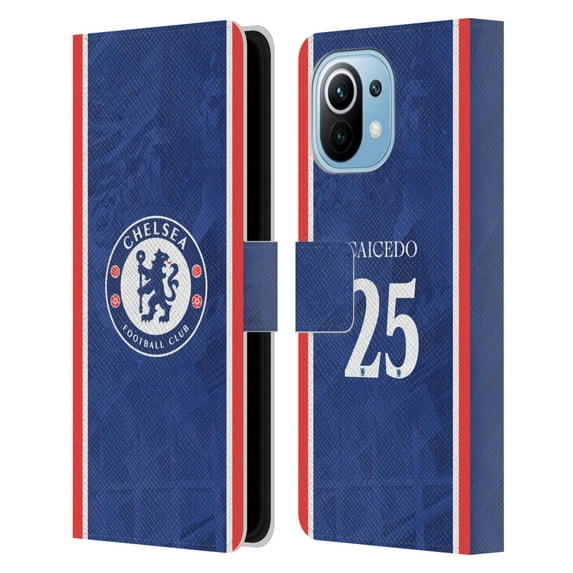 Head Case Designs Officially Licensed Chelsea Football Club 2025/26 Players Home Kit Moisés Caicedo Leather Wallet Case Compatible with Xiaomi Mi 11