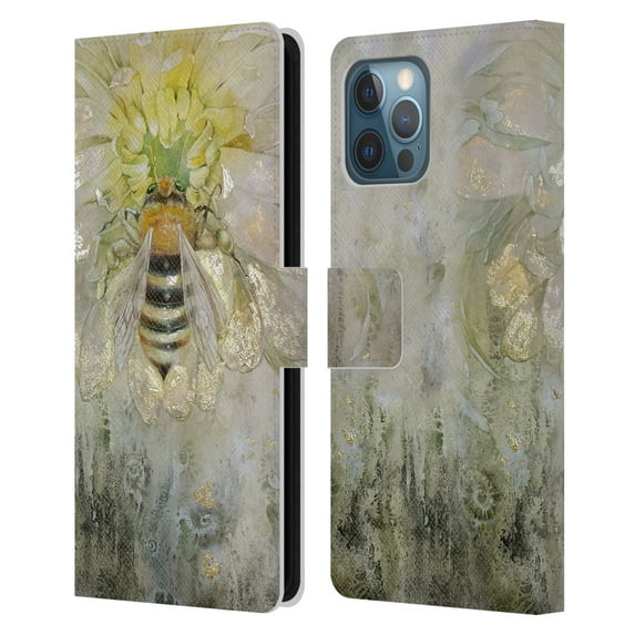 Head Case Designs Officially Licensed Stephanie Law Immortal Ephemera Bee Leather Book Wallet Case Cover Compatible with Apple iPhone 12 Pro Max