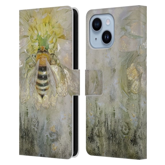Head Case Designs Officially Licensed Stephanie Law Immortal Ephemera Bee Leather Book Wallet Case Cover Compatible with Apple iPhone 14 Plus