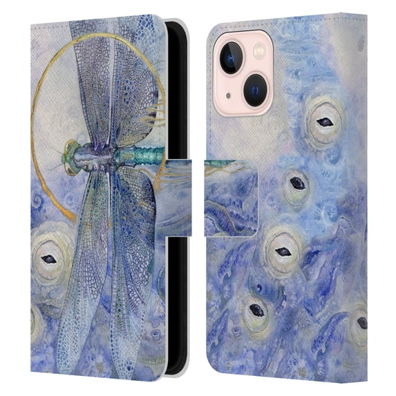 Head Case Designs Officially Licensed Stephanie Law Immortal Ephemera Dragonfly Leather Book Wallet Case Cover Compatible with Apple iPhone 13 Mini