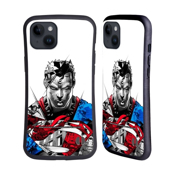 Head Case Designs Officially Licensed Superman DC Comics 80th Anniversary Collage Hybrid Case Compatible with Apple iPhone 15 Plus