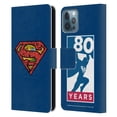 thumbnail image 1 of Head Case Designs Officially Licensed Superman DC Comics 80th Anniversary Logo Leather Book Wallet Case Cover Compatible with Apple iPhone 12 / iPhone 12 Pro, 1 of 6