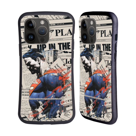 Head Case Designs Officially Licensed Superman DC Comics 80th Anniversary Newspaper Hybrid Case Compatible with Apple iPhone 15 Pro Max