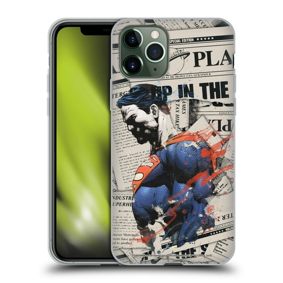 Head Case Designs Officially Licensed Superman DC Comics 80th Anniversary Newspaper Soft Gel Case Compatible with Apple iPhone 11 Pro