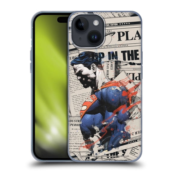 Head Case Designs Officially Licensed Superman DC Comics 80th Anniversary Newspaper Soft Gel Case Compatible with Apple iPhone 15