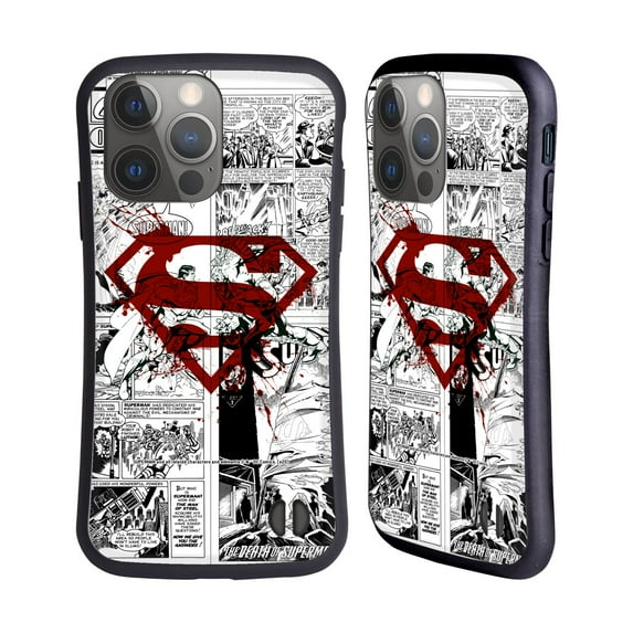 Head Case Designs Officially Licensed Superman DC Comics Comicbook Art Red Logo Splatter Hybrid Case Compatible with Apple iPhone 14 Pro