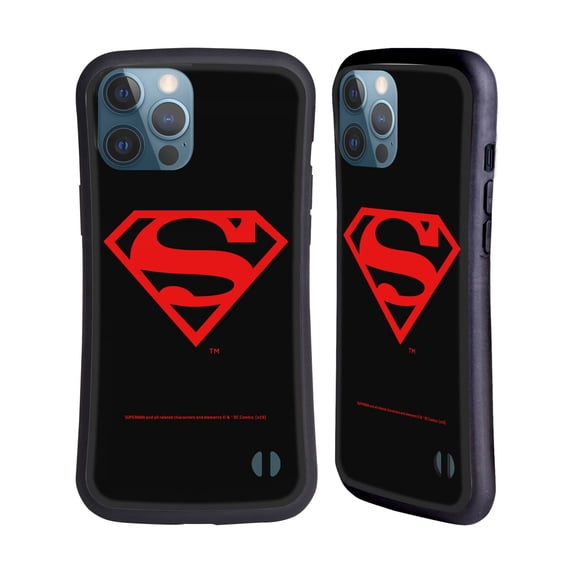 Head Case Designs Officially Licensed Superman DC Comics Logos Black And Red Hybrid Case Compatible with Apple iPhone 13 Pro Max