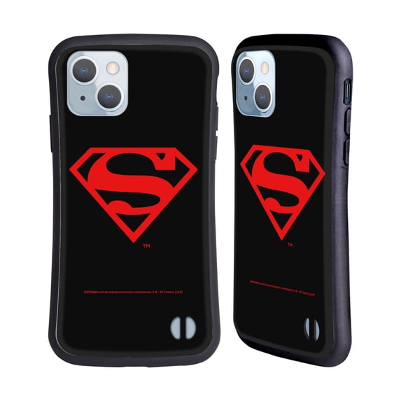 Head Case Designs Officially Licensed Superman DC Comics Logos Black And Red Hybrid Case Compatible with Apple iPhone 14