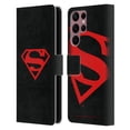 thumbnail image 1 of Head Case Designs Officially Licensed Superman DC Comics Logos Black And Red Leather Book Wallet Case Cover Compatible with Samsung Galaxy S22 Ultra 5G, 1 of 6