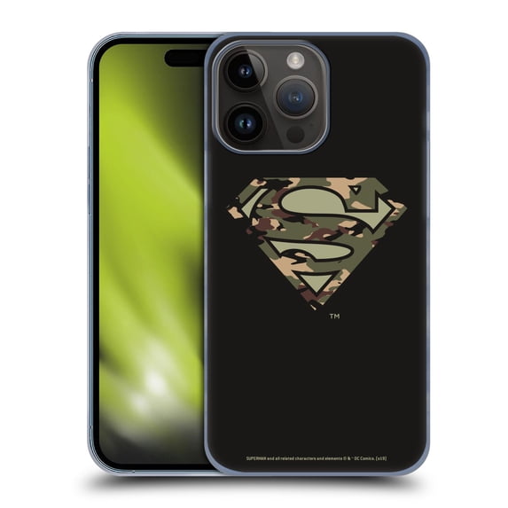 Head Case Designs Officially Licensed Superman DC Comics Logos Camouflage Hard Back Case Compatible with Apple iPhone 15 Pro Max
