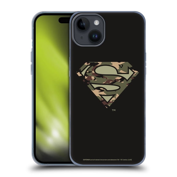 Head Case Designs Officially Licensed Superman DC Comics Logos Camouflage Soft Gel Case Compatible with Apple iPhone 15 Plus