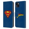 thumbnail image 1 of Head Case Designs Officially Licensed Superman DC Comics Logos Classic Leather Book Wallet Case Cover Compatible with Apple iPhone 15 Plus, 1 of 6