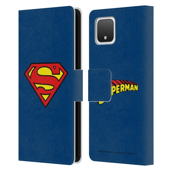 Head Case Designs Officially Licensed Superman DC Comics Logos Classic Leather Book Wallet Case Cover Compatible with Google Pixel 4