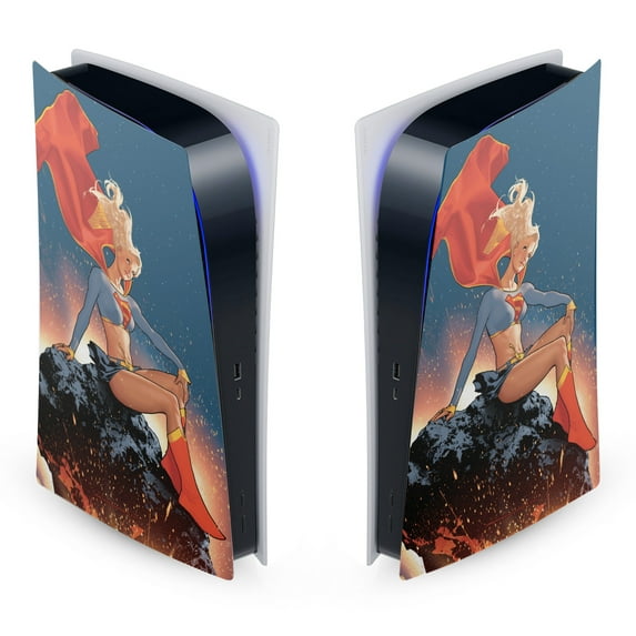 Head Case Designs Officially Licensed Superman DC Comics Logos And Comic Book Supergirl Vinyl Sticker Skin Decal Cover Compatible with Sony PS5 Digital Edition Console