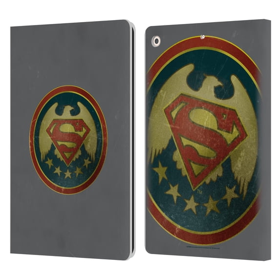 Head Case Designs Officially Licensed Superman DC Comics Logos Distressed Badge Leather Book Wallet Case Cover Compatible with Apple iPad 10.2 2019/2020/2021