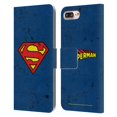 thumbnail image 1 of Head Case Designs Officially Licensed Superman DC Comics Logos Distressed Leather Book Wallet Case Cover Compatible with Apple iPhone 7 Plus / iPhone 8 Plus, 1 of 6